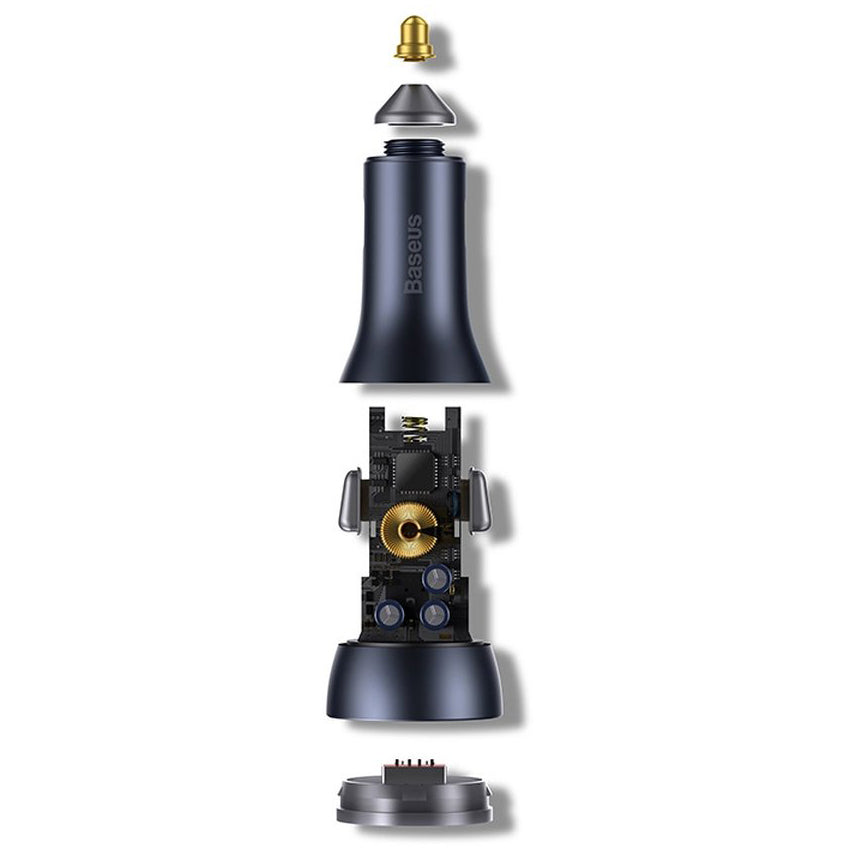 Car Charger Baseus Golden Contactor Pro, 65W, 3A, 1 x USB-A - 2 x USB-C, Grey CGJP010013