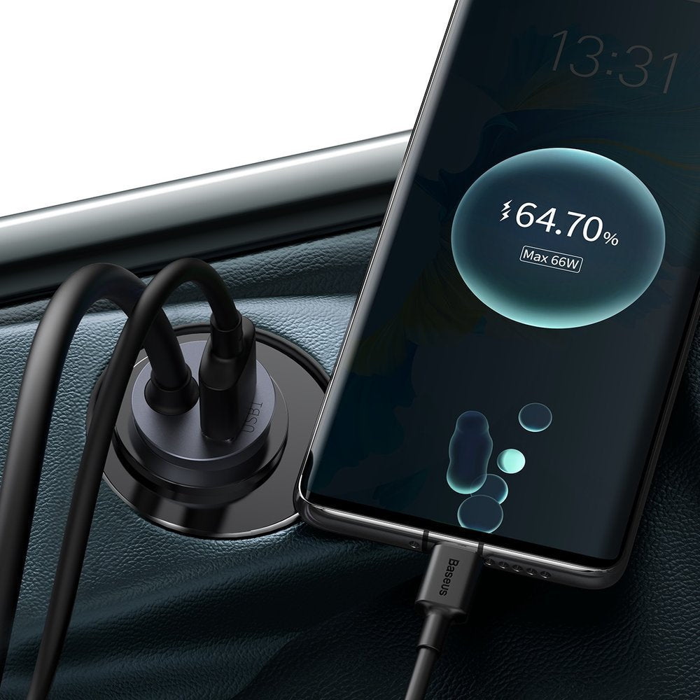 Auto nabíječka Baseus Share Together, 120W, 3A, 3 x USB-A - 1 x USB-C, Šedá CCBT-B0G