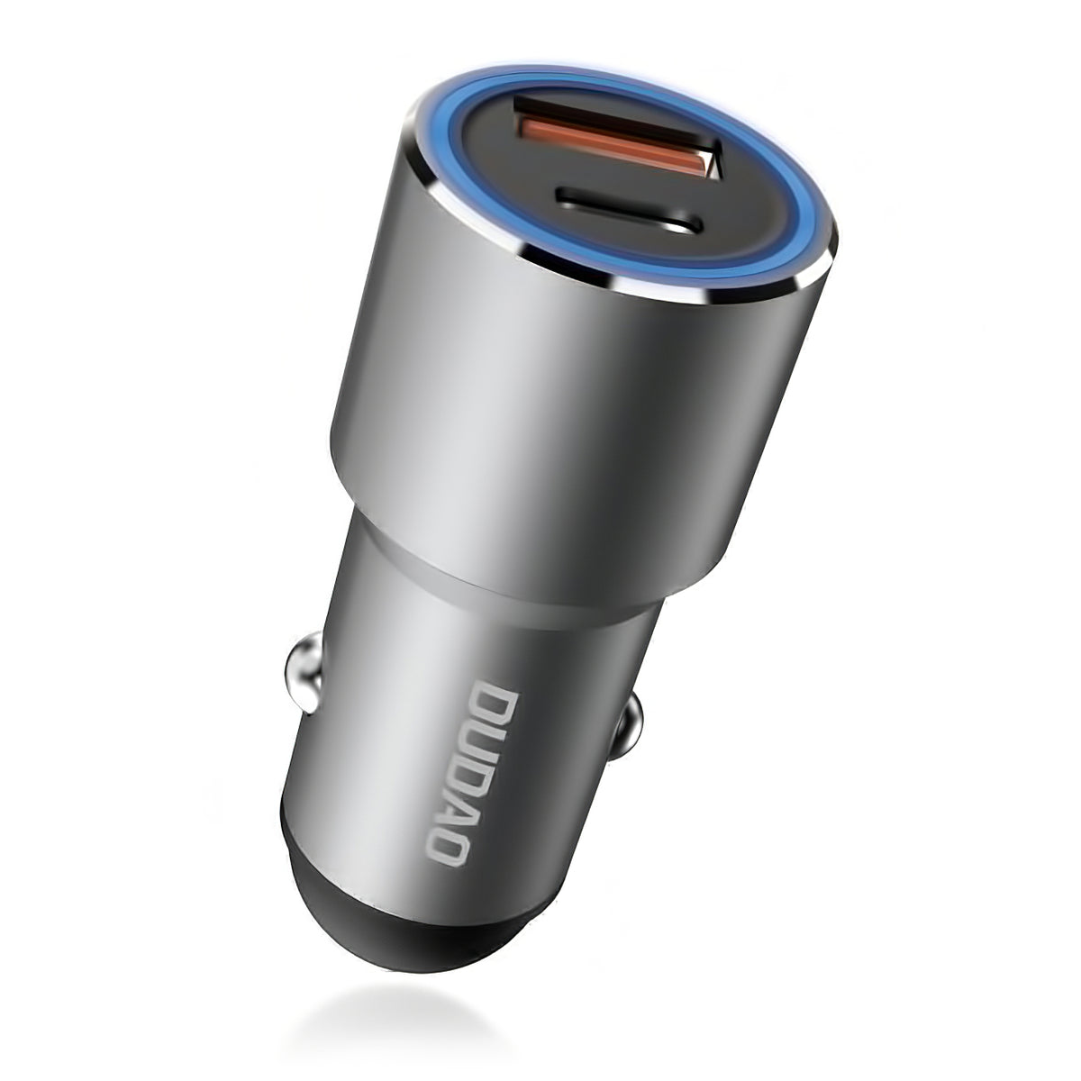 USB auto nabíječka Dudao R4PQ, 1 x USB - 1 x USB Typ-C, 22,5 W, Quick Charge - Power Delivery, šedá