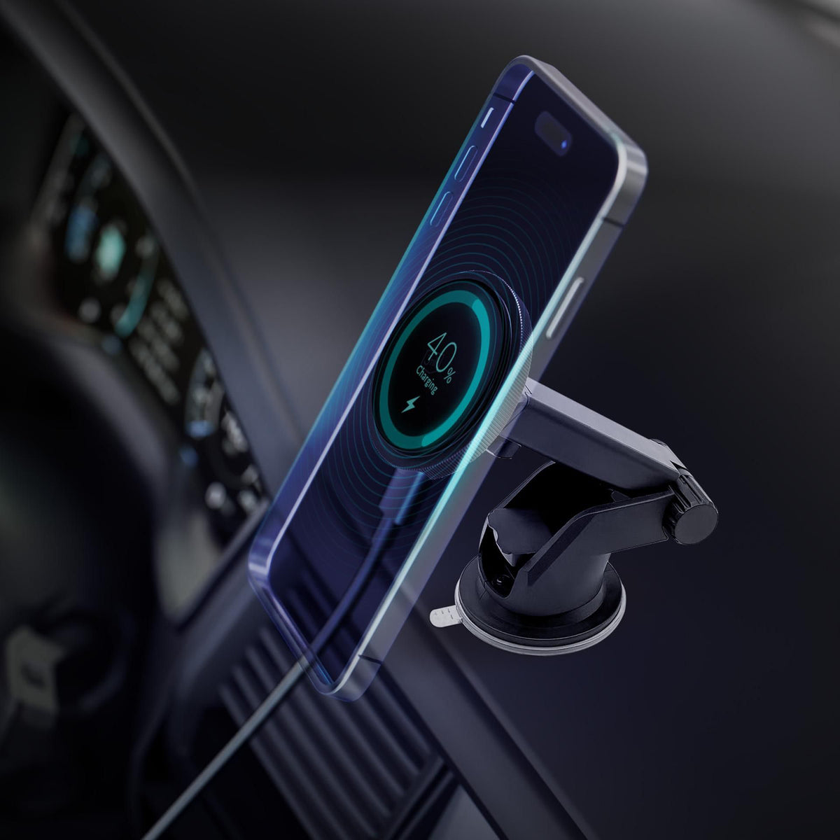 Bezdrátová auto nabíječka 3MK MagCharger, 15W, 1.67A, Černá