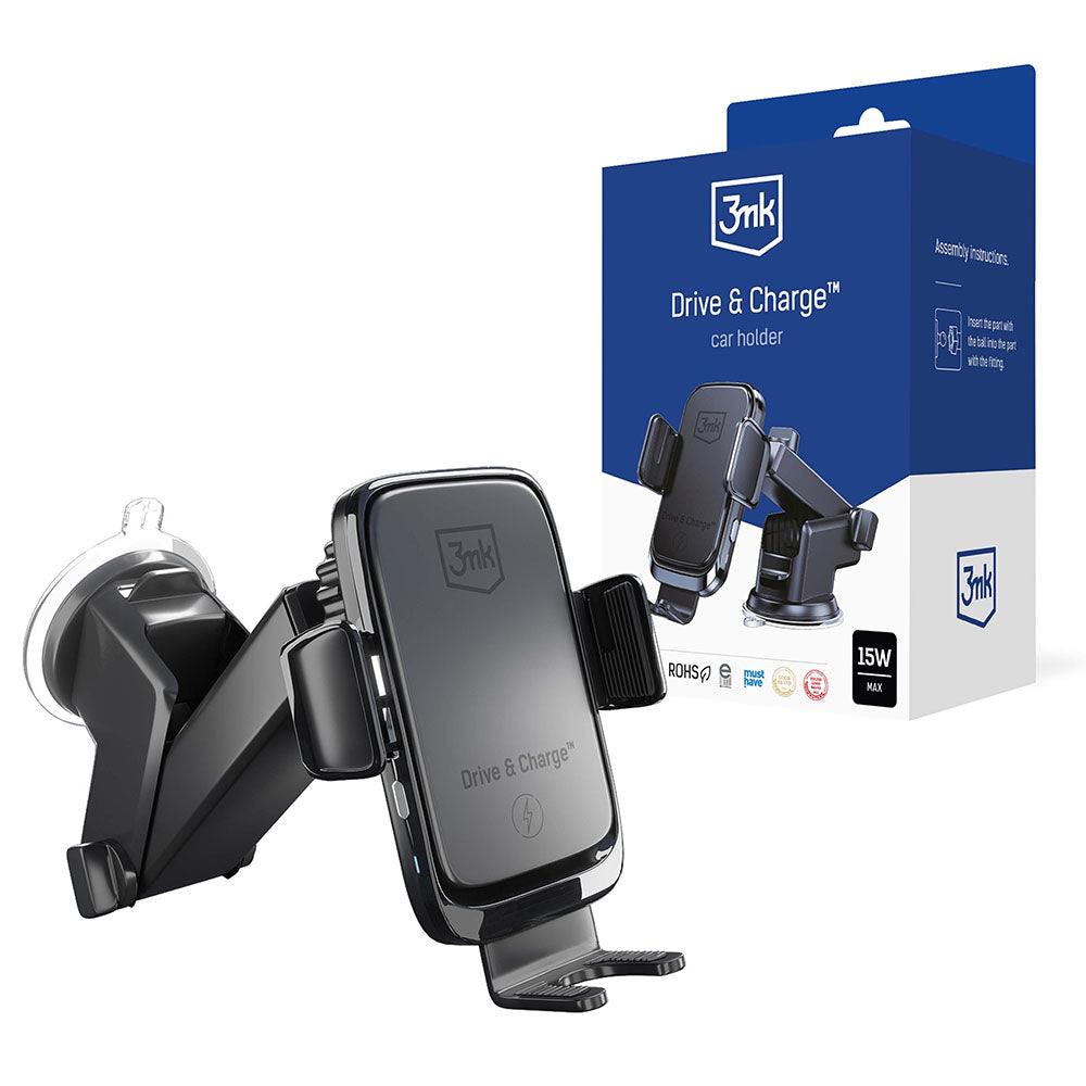 Bezdrátová autonabíječka 3MK Drive&Charge, 15W, 1.67A, černá