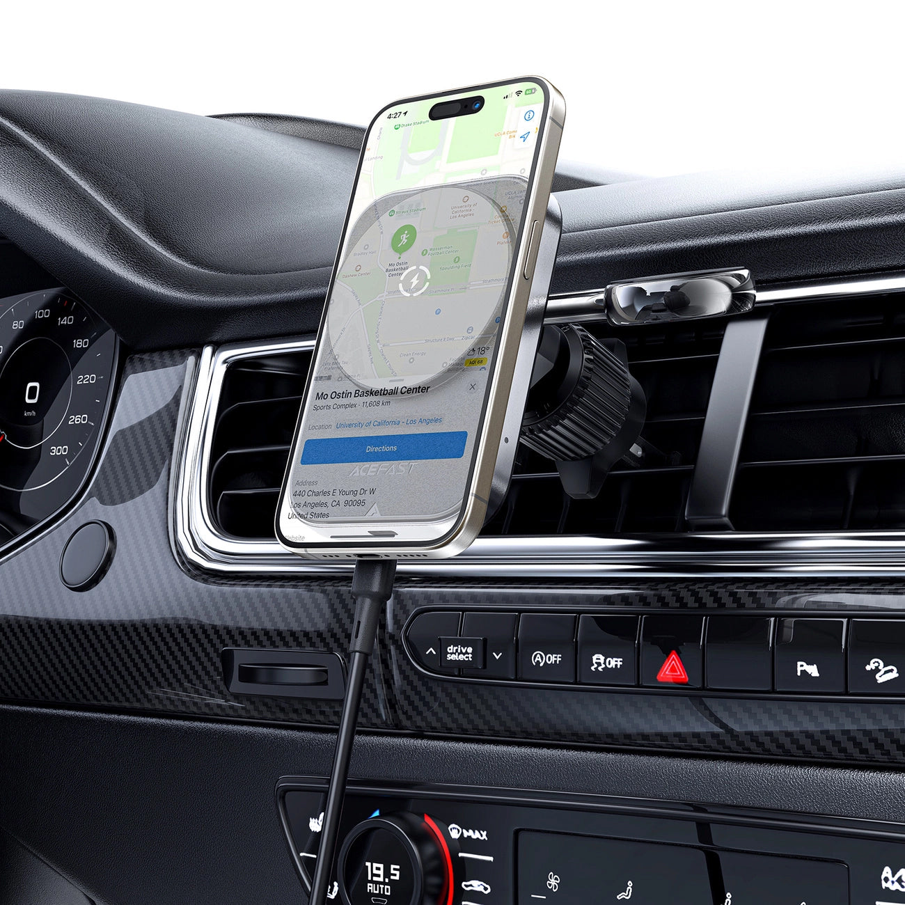 Bezdrátová auto nabíječka Acefast D18 2v1, 15W, 1.67A, černá
