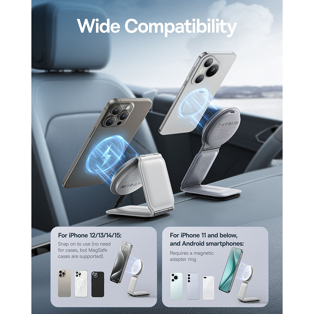 Bezdrátová auto nabíječka Baseus PrimeTrip C02, 15W, 1.67A, Stříbrná C40169003211-00