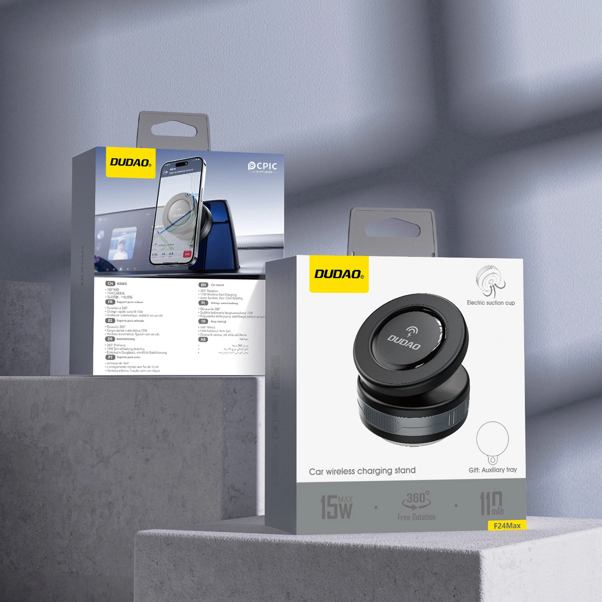 Bezdrátová autoadaptér Dudao F24Max, 15W, 1.67A, černá