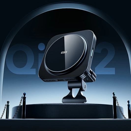 Bezdrátová autonabíječka ESR HaloLock Vent, 15W, 1.67A, černá