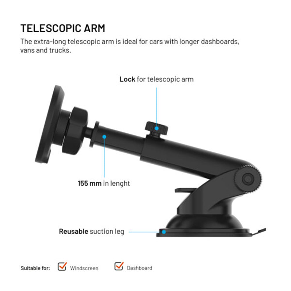 Bezdrátová autonabíječka Fixed MagRound 2 XL, 15W, 1.67A, černá