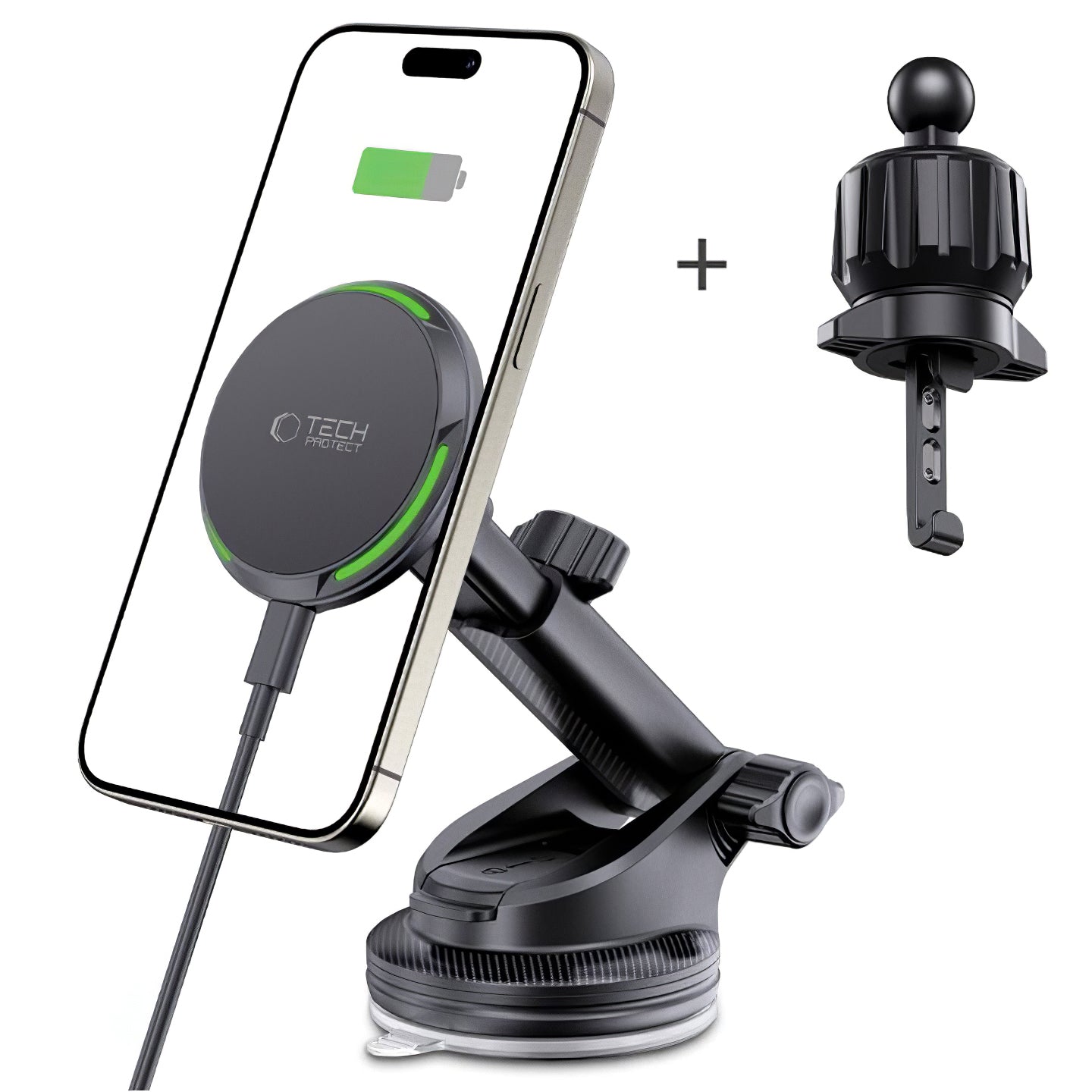 Bezdrátová nabíječka do auta Tech-Protect MM15W-V7 QI2, 15 W, 1,67 A, černá