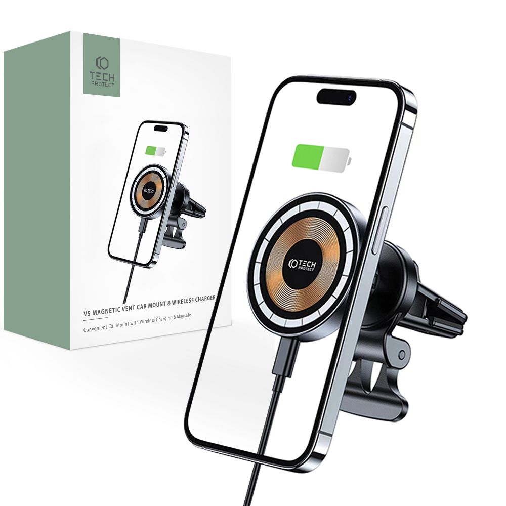 Bezdrátová nabíječka do auta Tech-Protect V5, 15 W, 1,67 A, černá