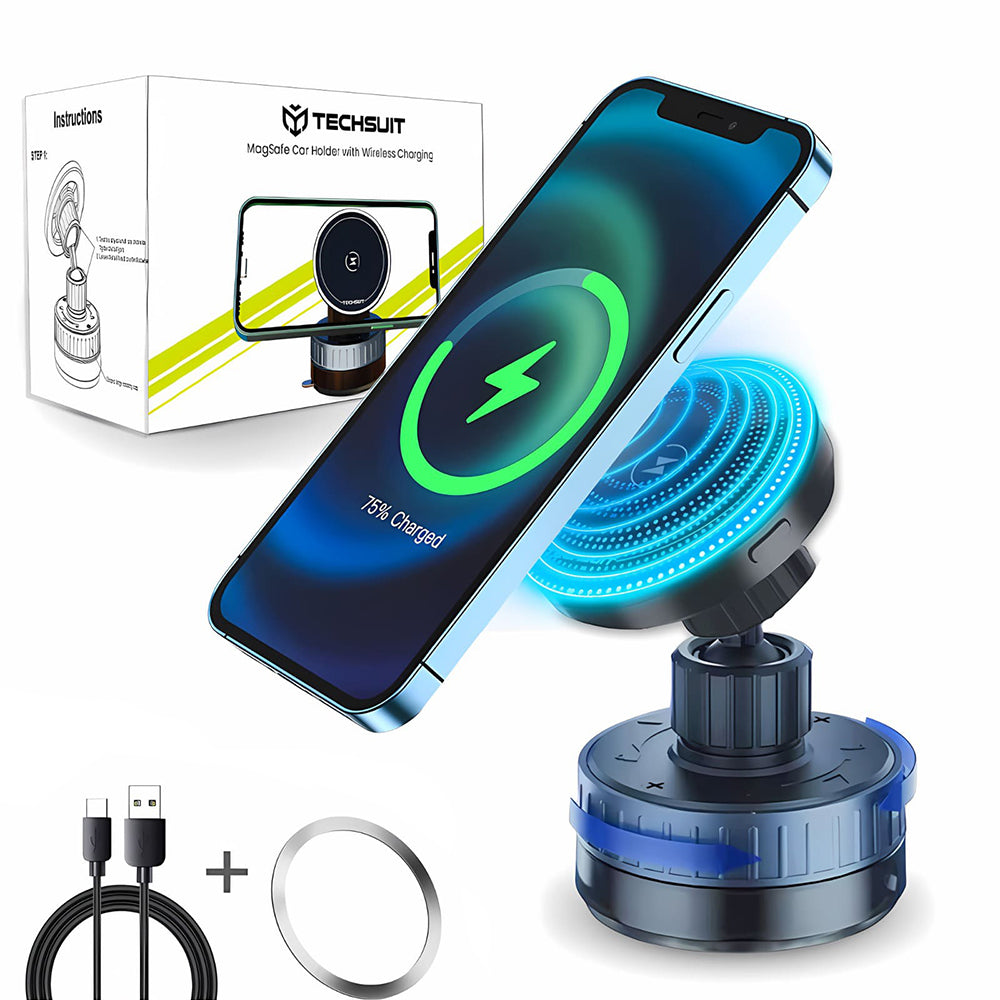 Bezdrátová auto nabíječka Techsuit HOLD253, 15W, 1.67A, Černá