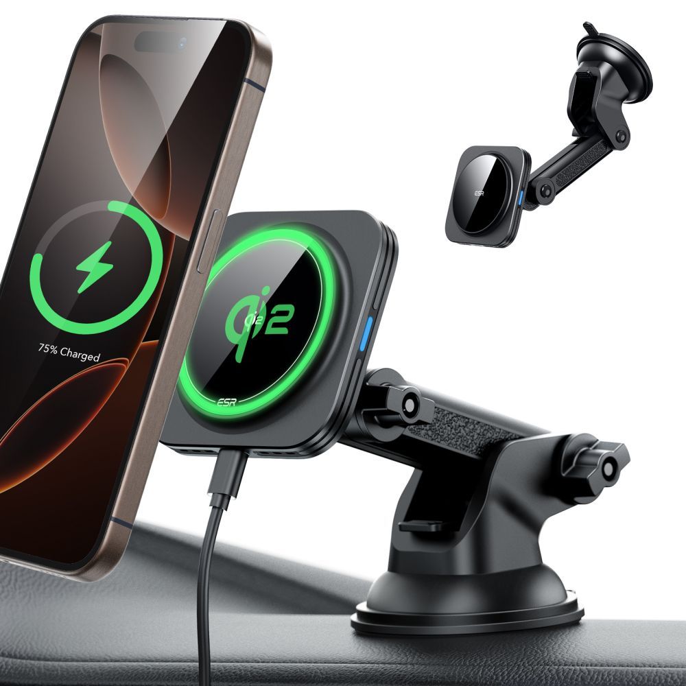 Bezdrátová auto nabíječka ESR Halolock Dash, 15W, 1.67A, černá