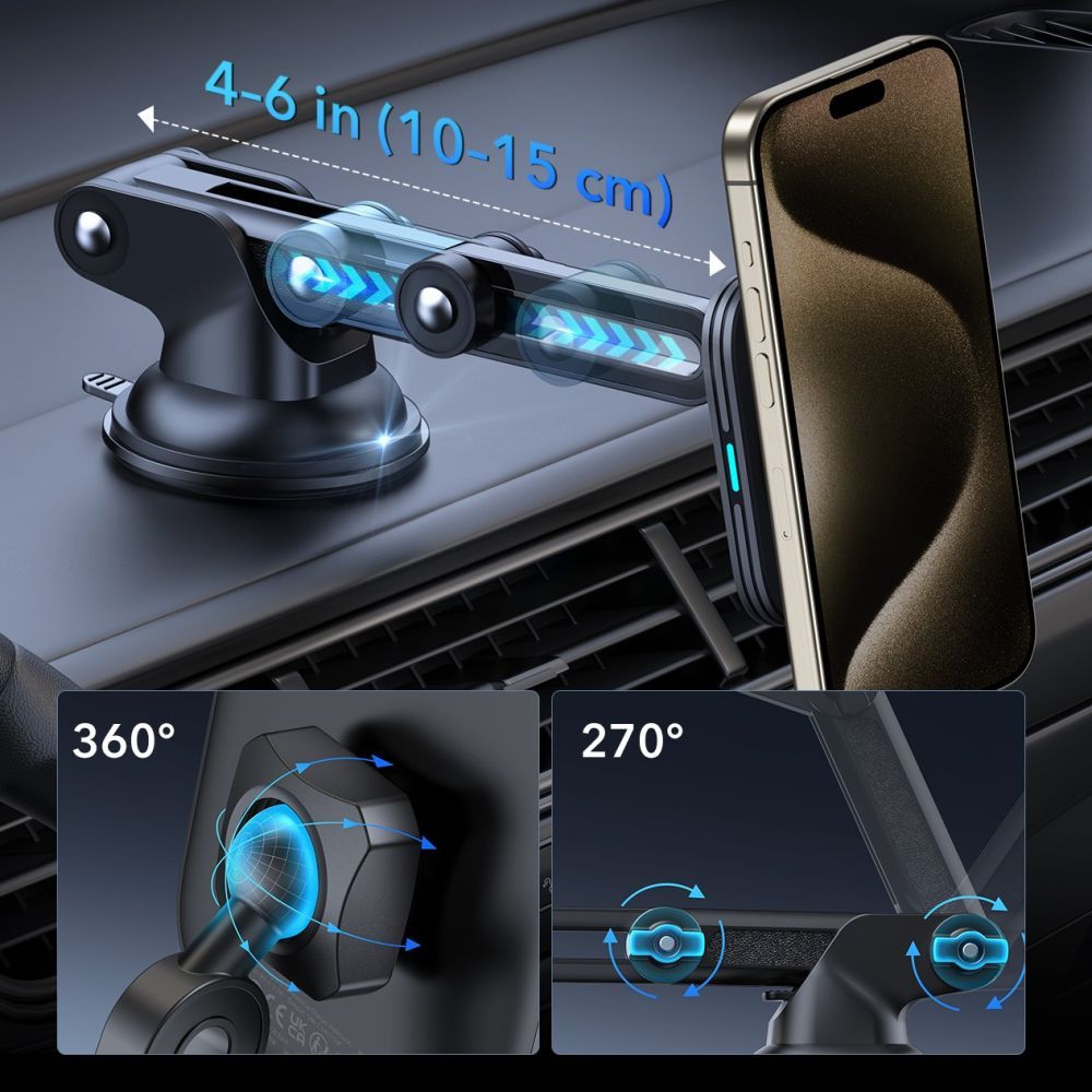 Bezdrátová auto nabíječka ESR Halolock Dash, 15W, 1.67A, černá