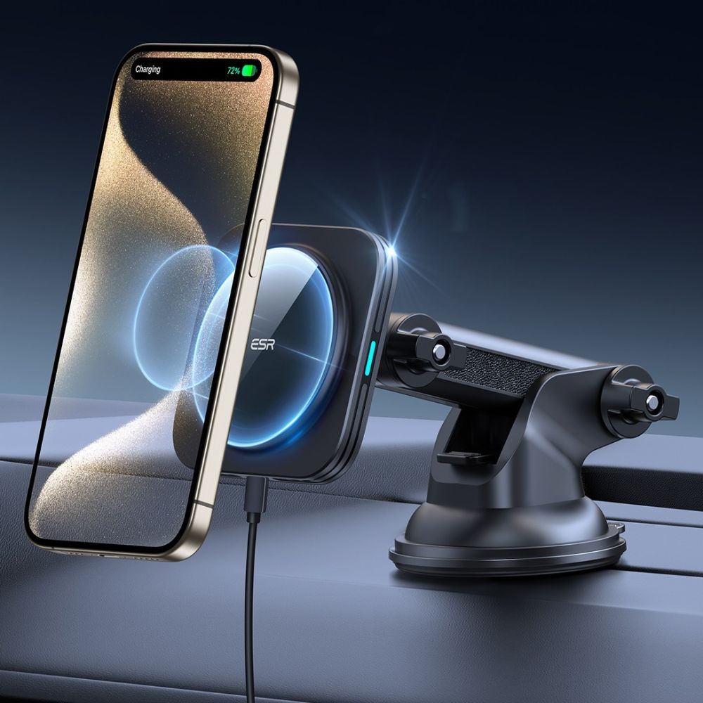 Bezdrátová auto nabíječka ESR Halolock Dash, 15W, 1.67A, černá