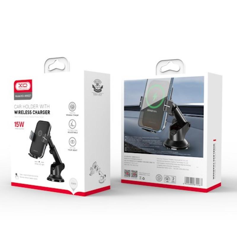 Bezdrátová autonabíječka XO Design WX027, 15W, 1.67A, Černá