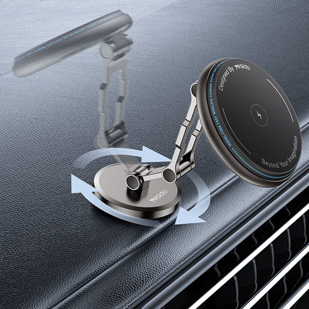 Bezdrátová auto nabíječka Yesido C306, 15W, 1.67A, Černá