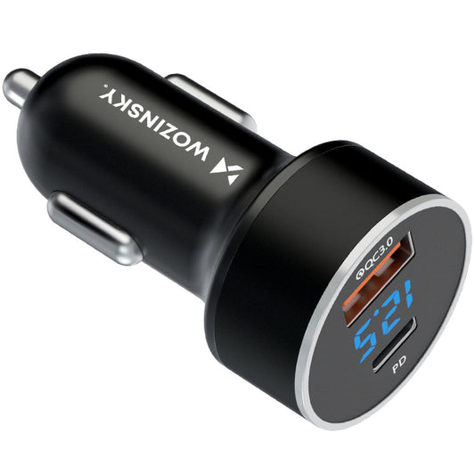 Nabíječka do auta WZK WDCCAC, 36W, 3A, 1 x USB-A - 1 x USB-C, černá