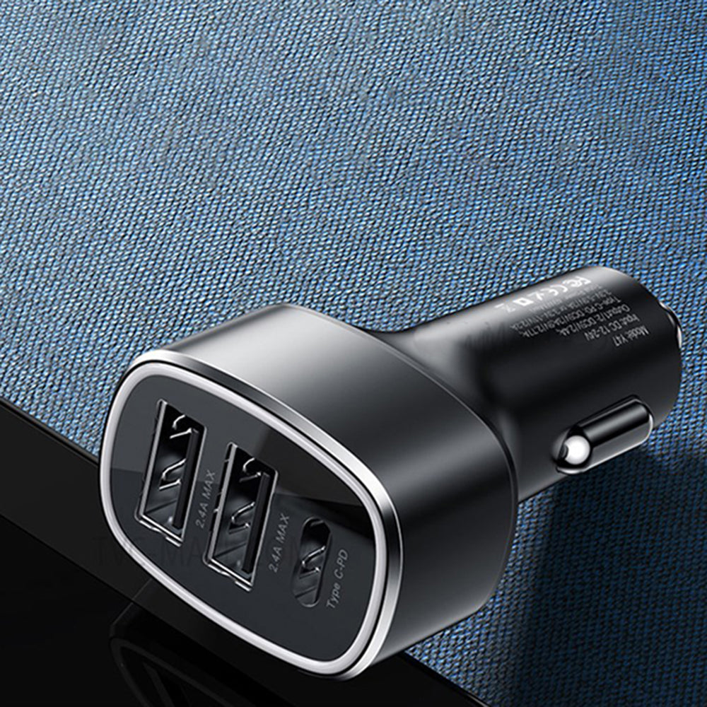 Auto nabíječka Yesido Y47, 49W, 3A, 2 x USB-A - 1 x USB-C, Černá