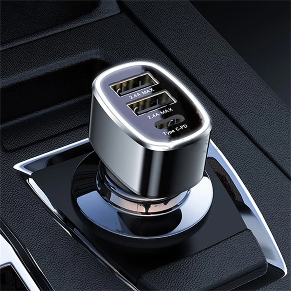 Auto nabíječka Yesido Y47, 49W, 3A, 2 x USB-A - 1 x USB-C, Černá