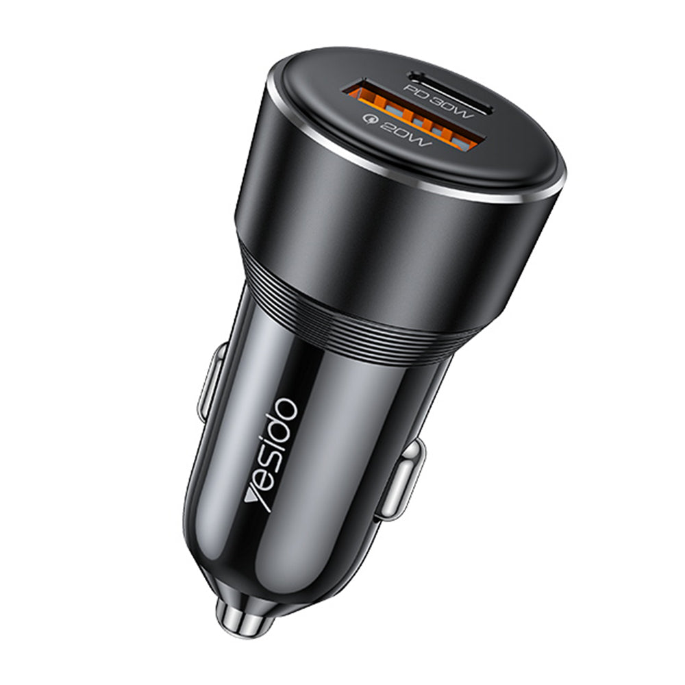 Auto nabíječka Yesido Y64, 50W, 3A, 1 x USB-A - 1 x USB-C, Černá