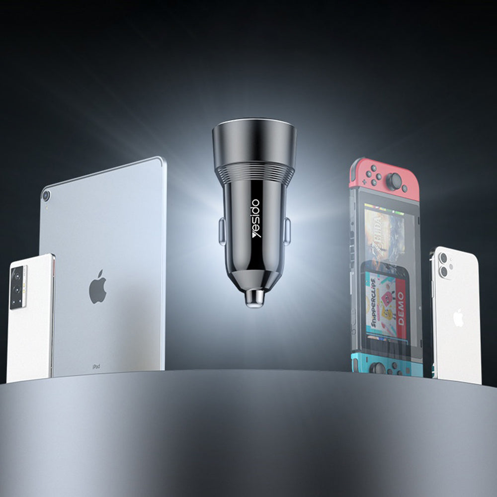 Auto nabíječka Yesido Y64, 50W, 3A, 1 x USB-A - 1 x USB-C, Černá