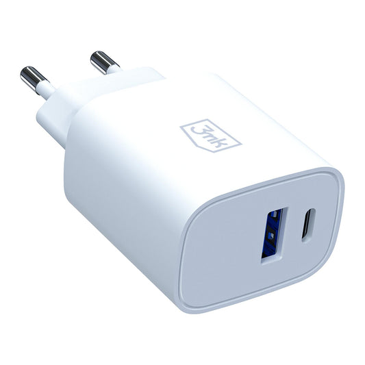 Síťová nabíječka 3MK FlowPower, 25W, 1 x USB-A - 1 x USB-C, bílá