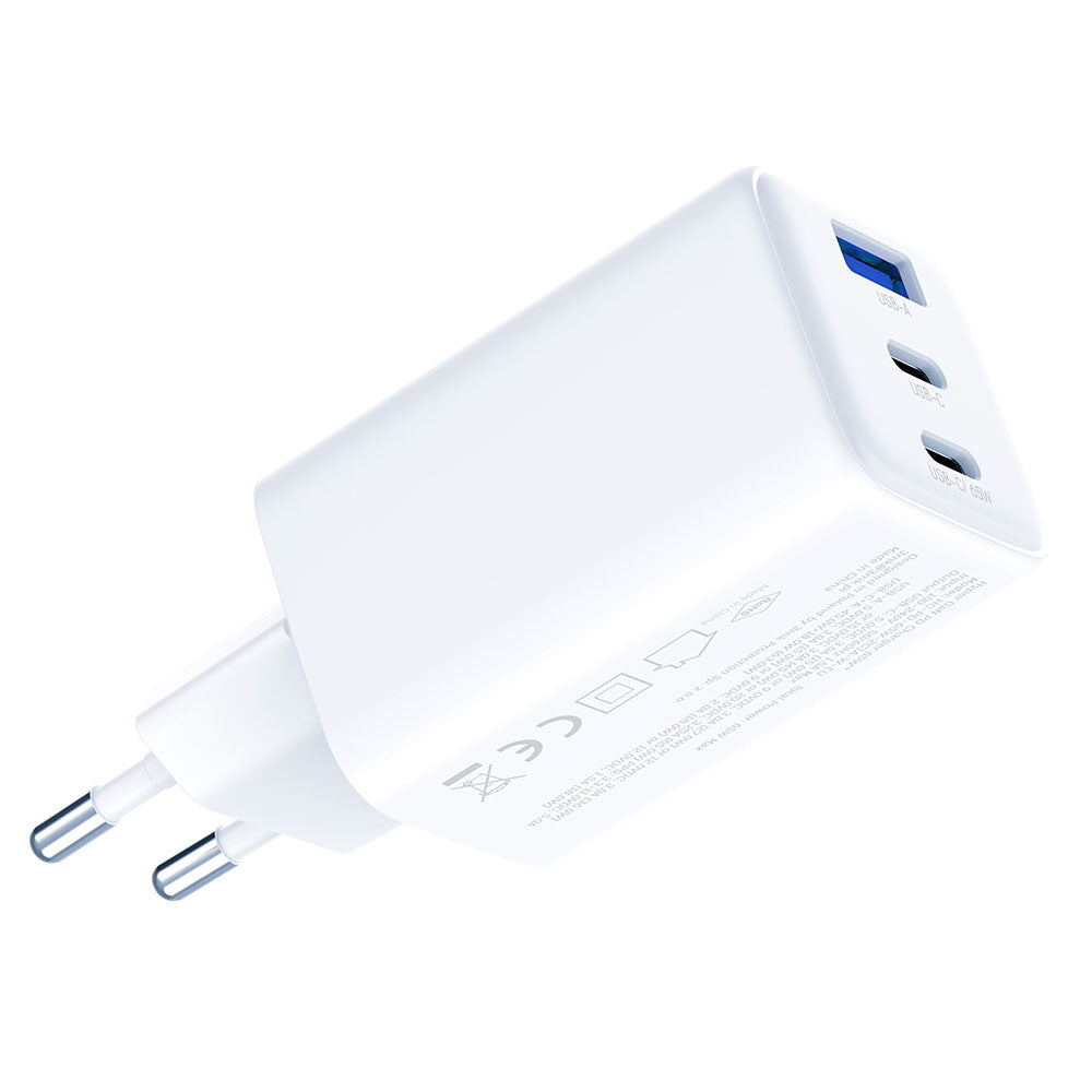 Síťová nabíječka 3MK Hyper, 65W, 3.25A, 1 x USB-A - 2 x USB-C, Bílá