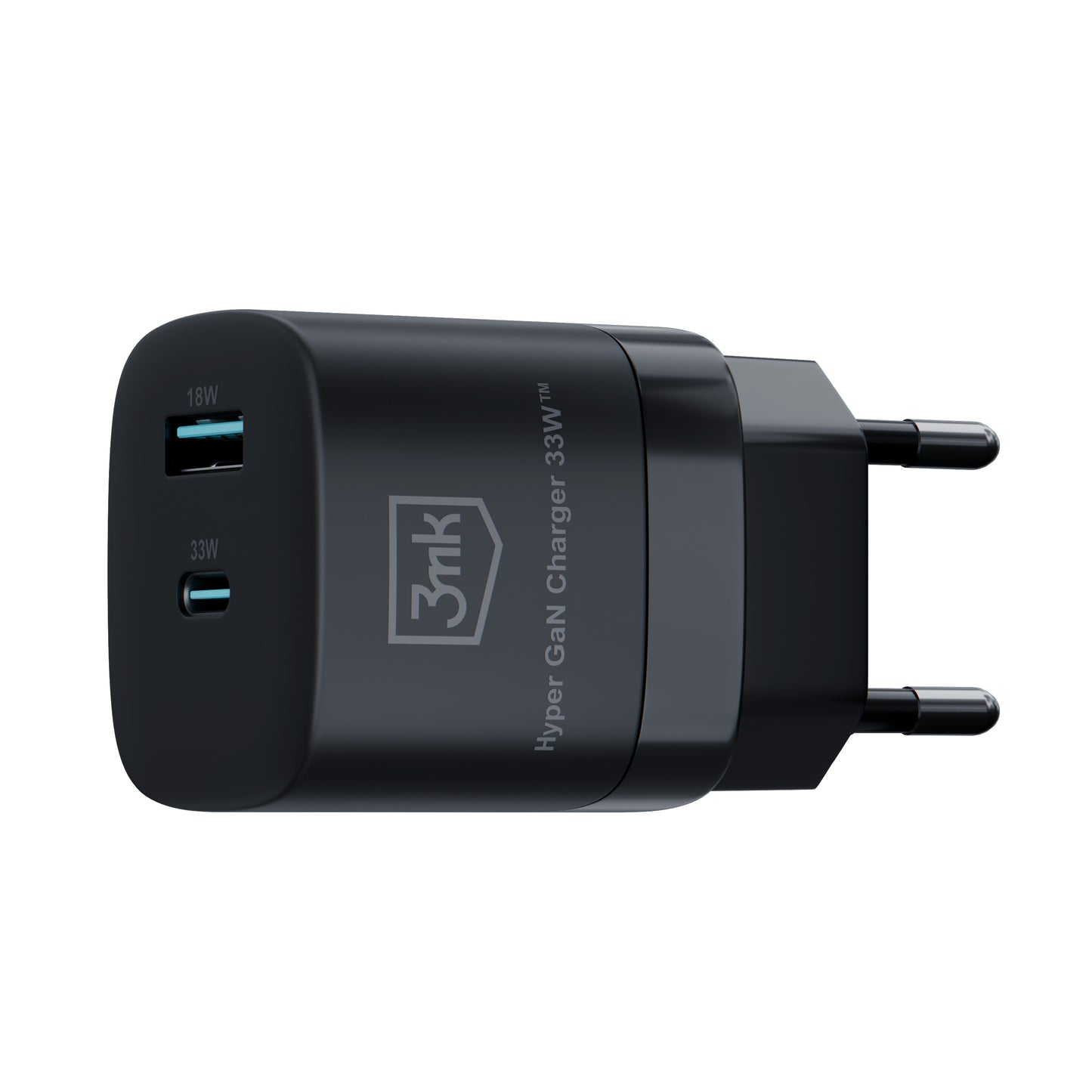 Network Charger 3MK HyperCharger GaN, 33W, 3A, 1 x USB-A - 1 x USB-C, Black