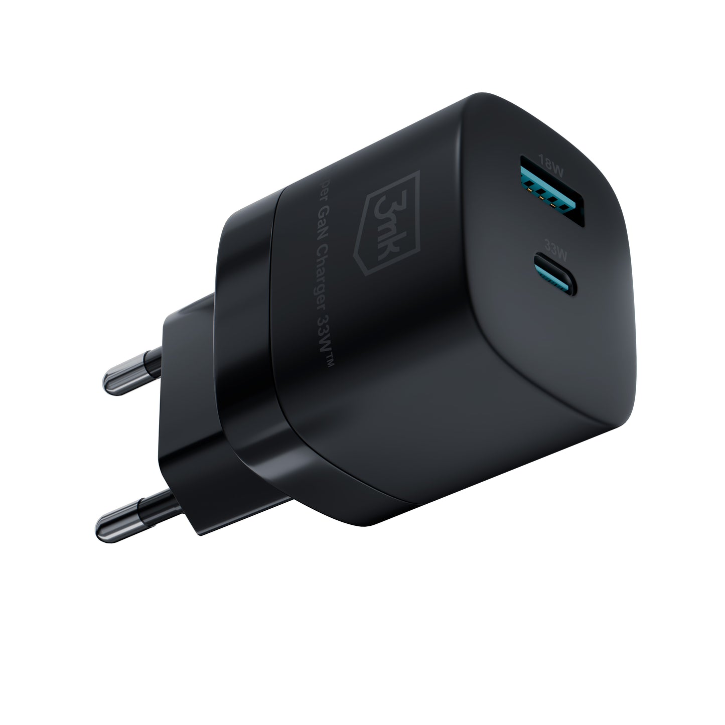 Network Charger 3MK HyperCharger GaN, 33W, 3A, 1 x USB-A - 1 x USB-C, Black