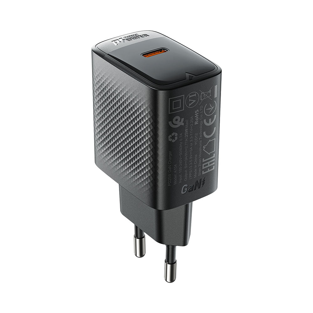 Síťová nabíječka Acefast A104, 25W, 3A, 1 x USB-C, Černá
