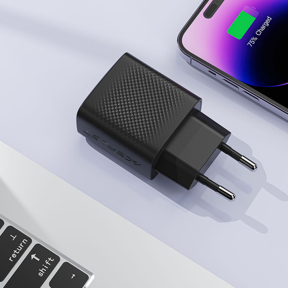 Síťová nabíječka Acefast A104, 25W, 3A, 1 x USB-C, Černá