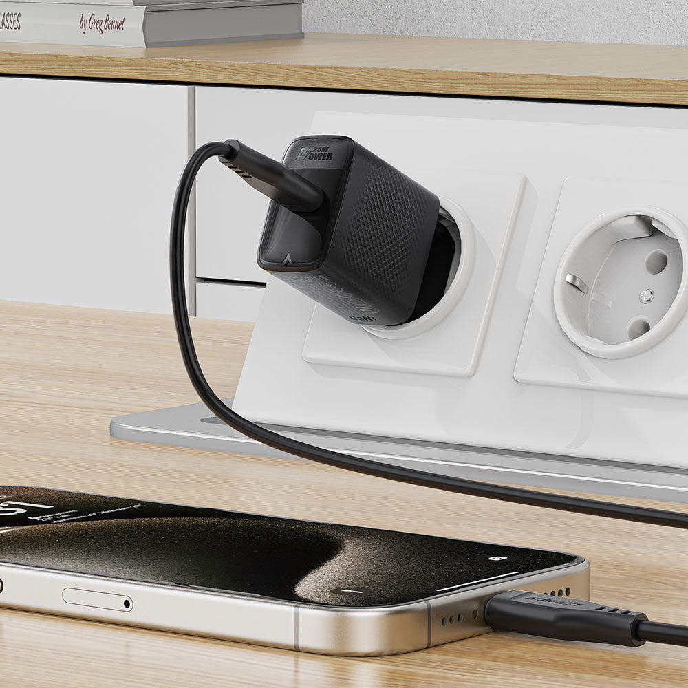 Síťová nabíječka Acefast A104, 25W, 3A, 1 x USB-C, Černá