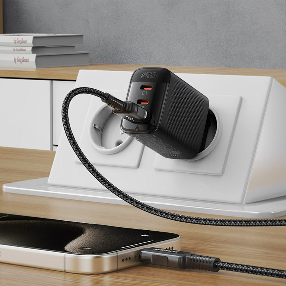 Síťová nabíječka Acefast A108, 67W, 3A, 1 x USB-A - 2 x USB-C, Černá