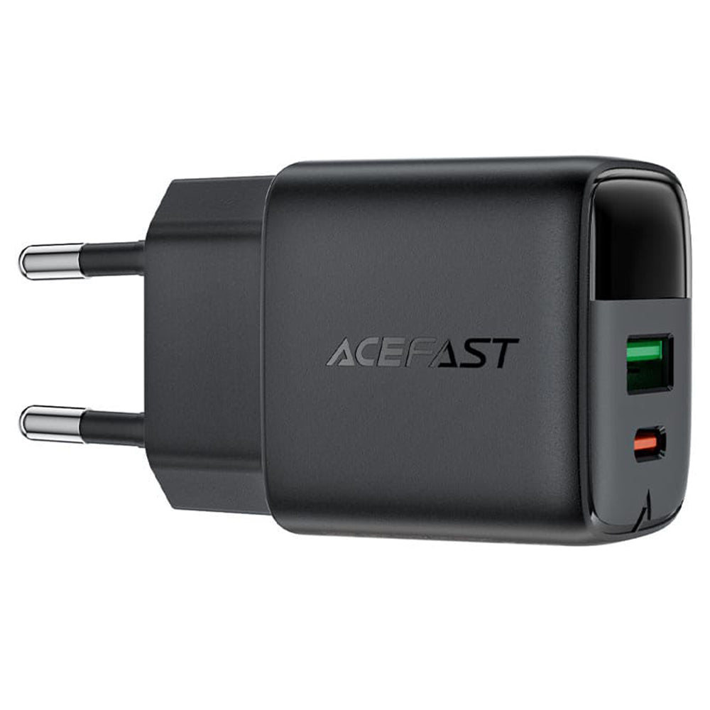 Síťová nabíječka Acefast A114 Display, 25W, 3A, 1 x USB-A - 1 x USB-C, černá