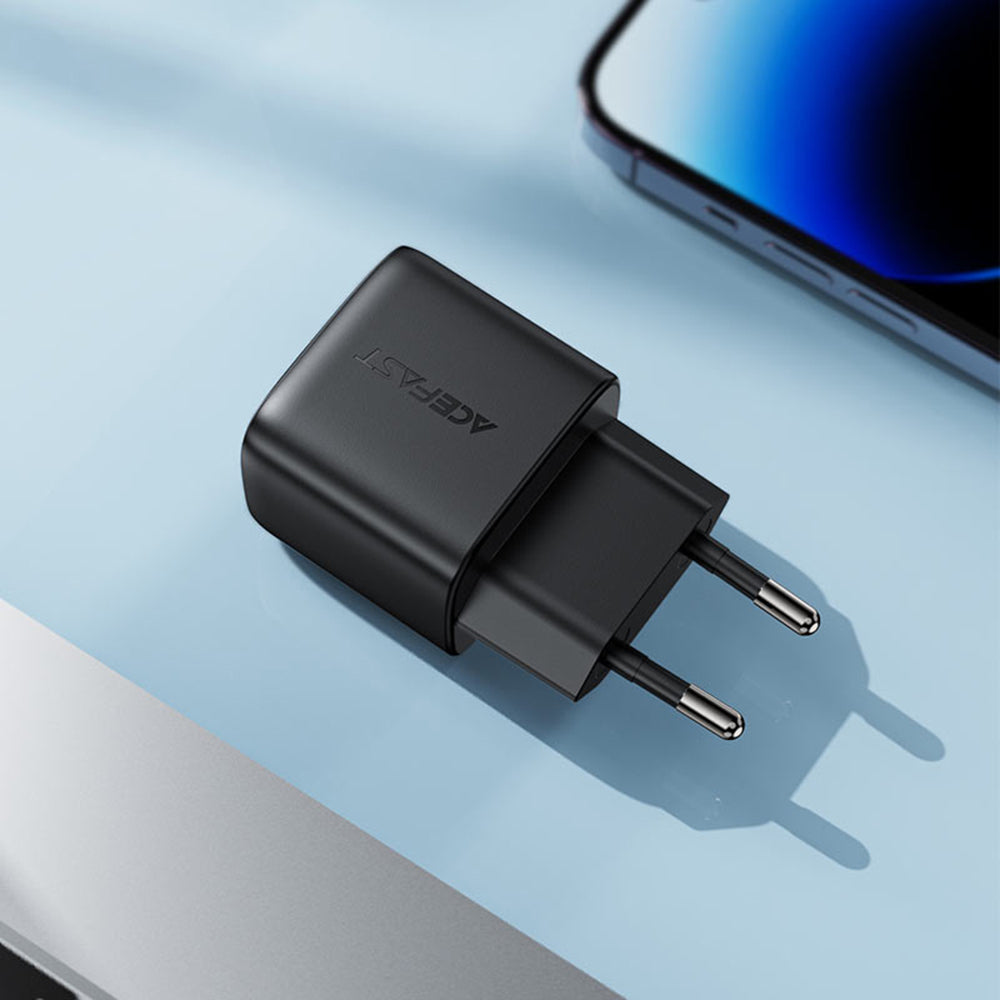 Síťová nabíječka Acefast A116 Display, 35W, 3A, 1 x USB-A - 1 x USB-C, černá