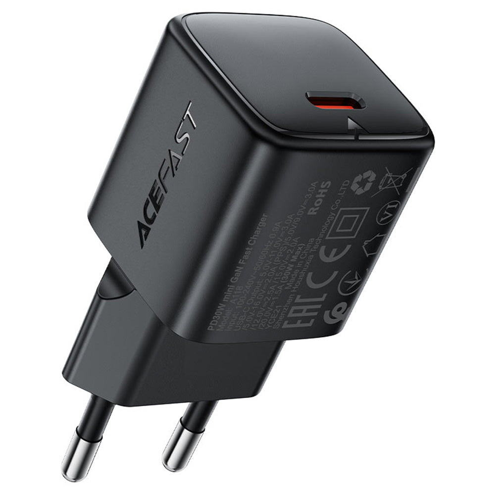 Síťová nabíječka Acefast A118, 30W, 3A, 1 x USB-C, Černá