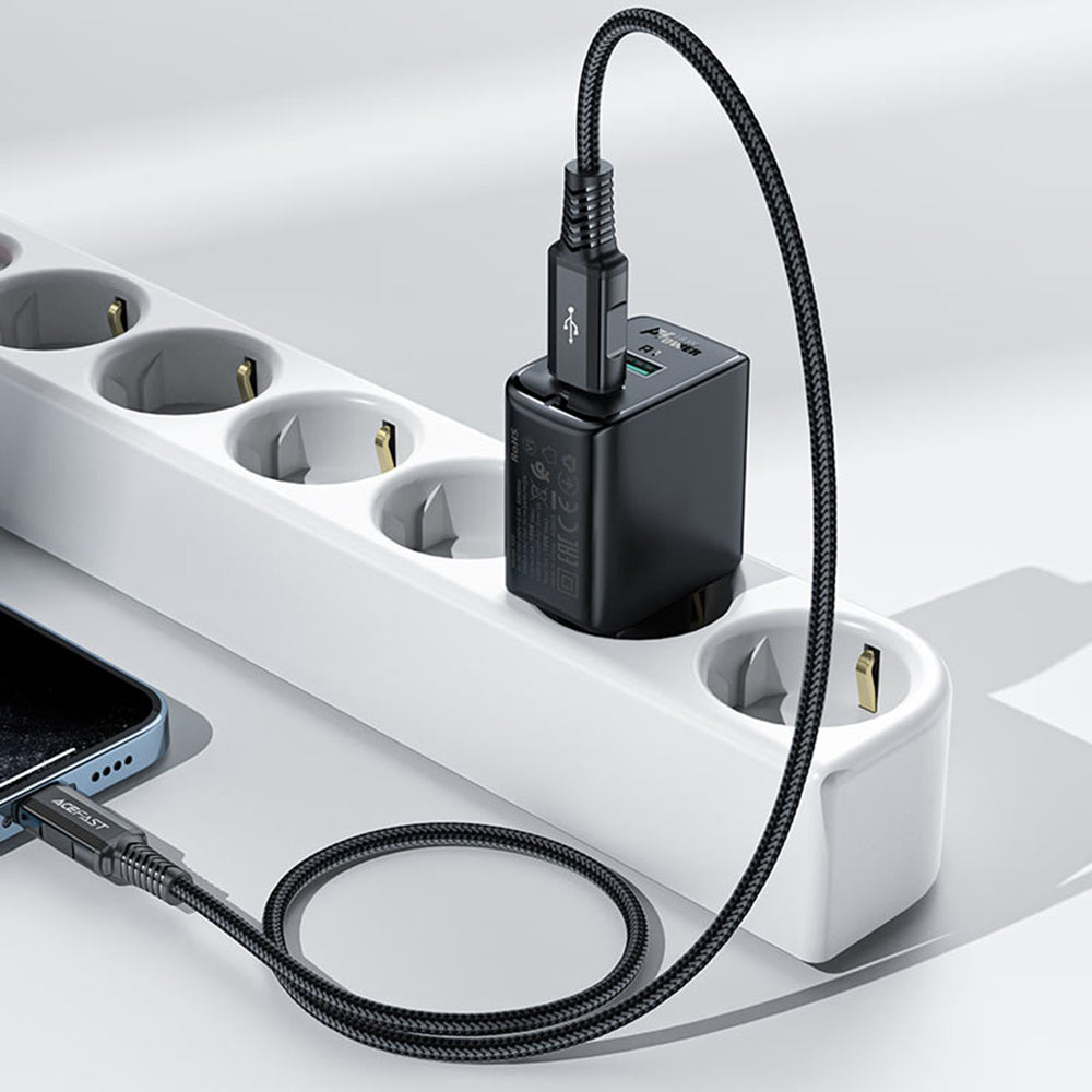 Síťová nabíječka Acefast A33, 18W, 3A, 2 x USB-A, Černá