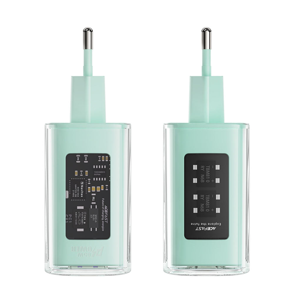 Síťová nabíječka Acefast A45 Exploration, 65W, 3.25A, 1 x USB-A - 2 x USB-C, zelená