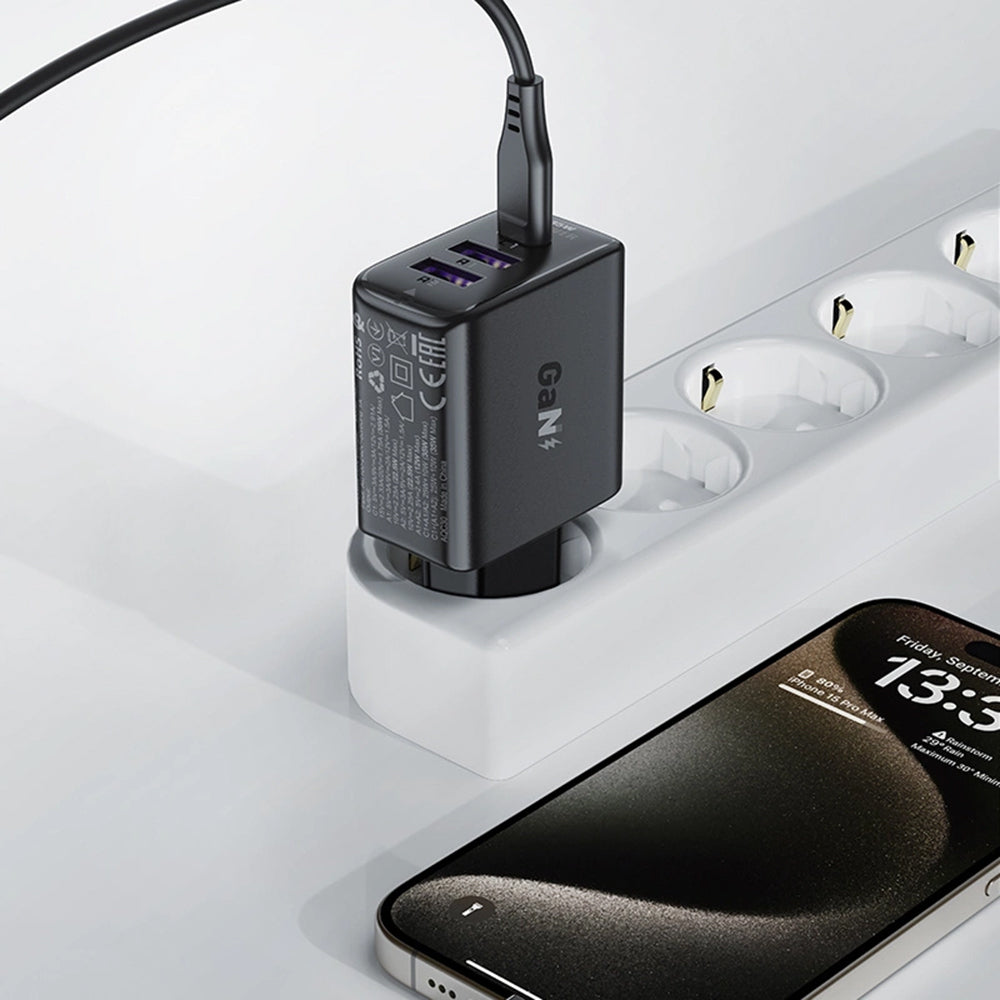 Síťová nabíječka Acefast A57, 35W, 3A, 2 x USB-A - 1 x USB-C, černá