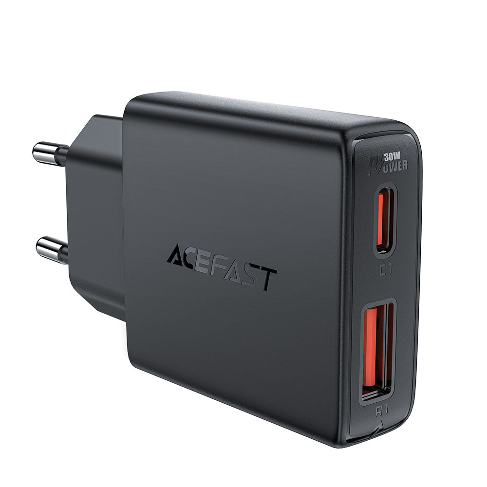 Síťová nabíječka Acefast A69, 30W, 3A, 1 x USB-A - 1 x USB-C, černá