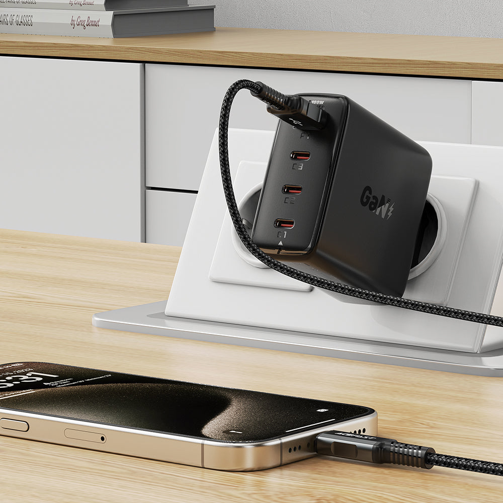 Síťová nabíječka Acefast A94, 100W, 5A, 1 x USB-A - 3 x USB-C, Černá