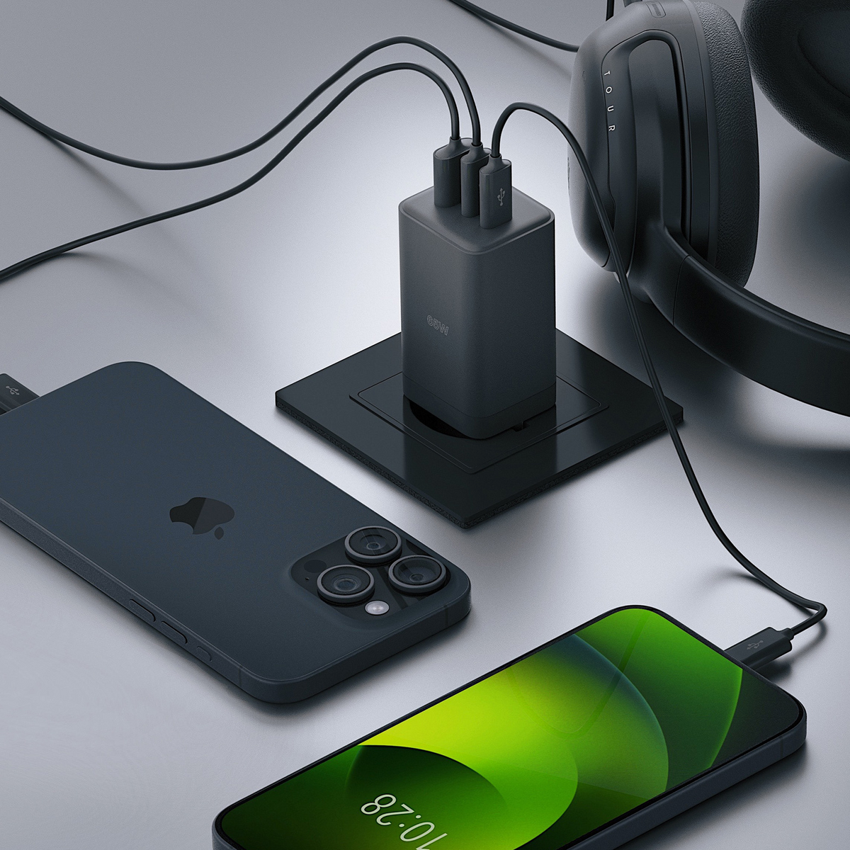 Allity Network Charger. ATC-01-65WACC Fast, 65W, 3.25A, 1 x USB-A - 2 x USB-C, Black