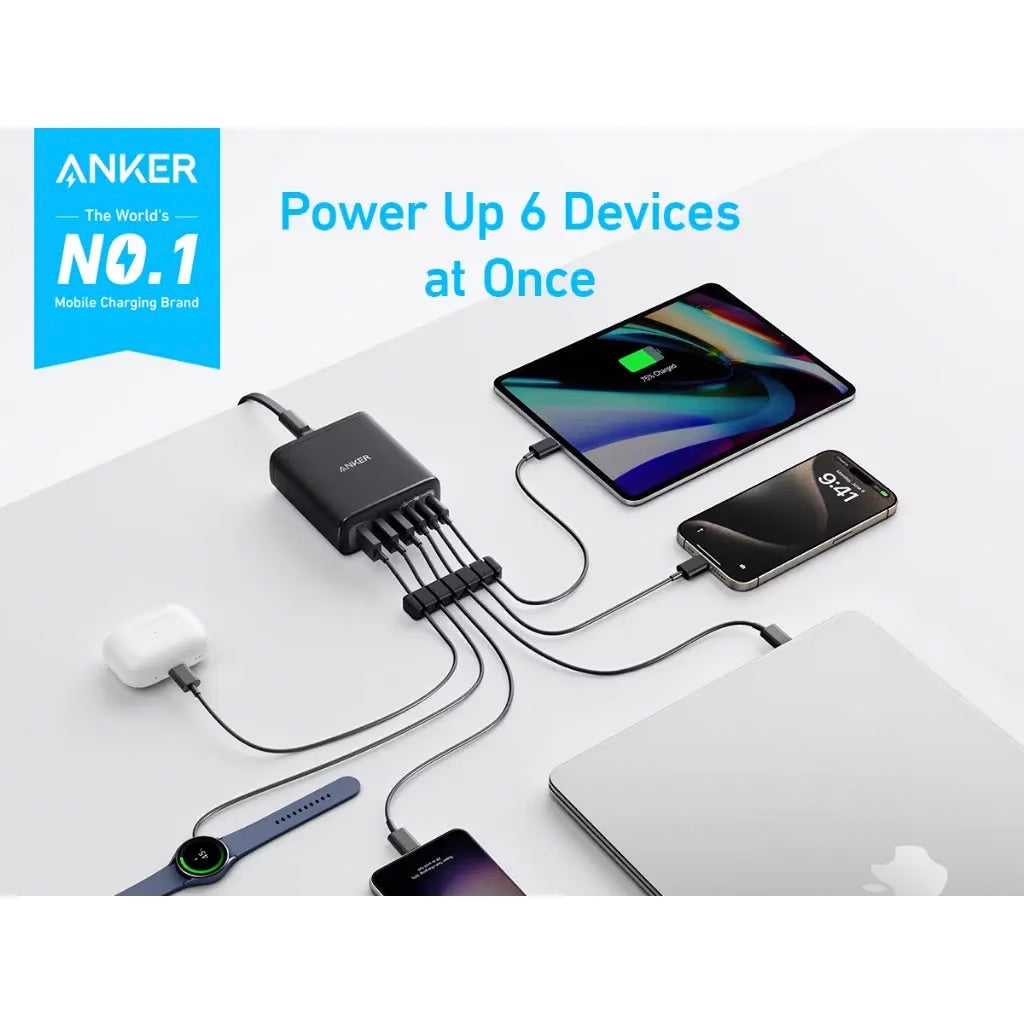 Nabíječka Anker Station, 112W, 3A, 3 x USB-A - 3 x USB-C, černá A2154G11