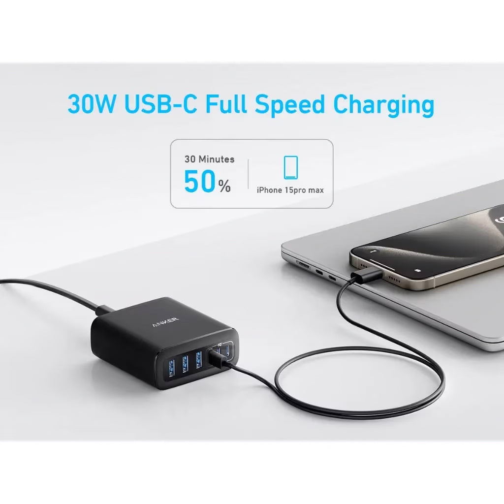 Nabíječka Anker Station, 112W, 3A, 3 x USB-A - 3 x USB-C, černá A2154G11