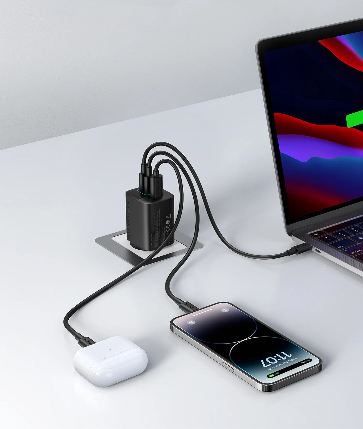 Síťová nabíječka Anker 336, 67W, 3.25A, 1 x USB-A - 2 x USB-C, Černá A2674G11