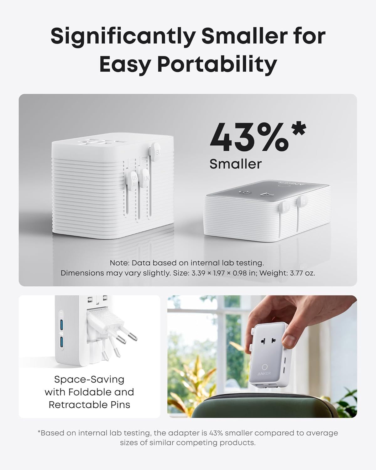 Síťová nabíječka Anker Nano Travel, 20W, 3A, 2 x USB-A - 2 x USB-C, Bílá A9215H21