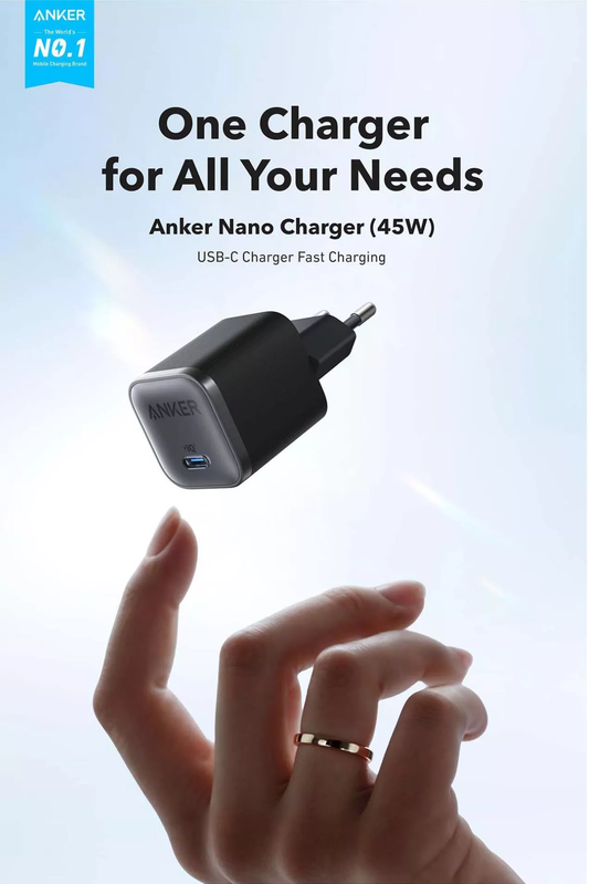Síťová nabíječka Anker Nano, 45W, 3A, 1 x USB-C, černá A2692L11