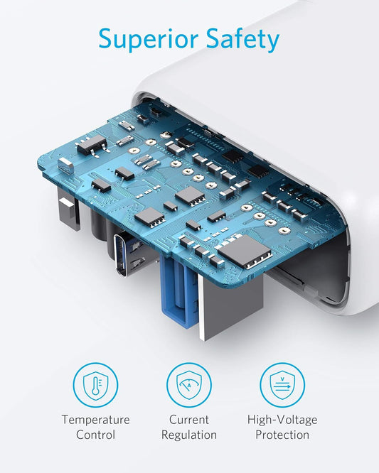 Síťová nabíječka Anker PowerPort PD+ 2, 35W, 3A, 1 x USB-A - 1 x USB-C, bílá A263636G21