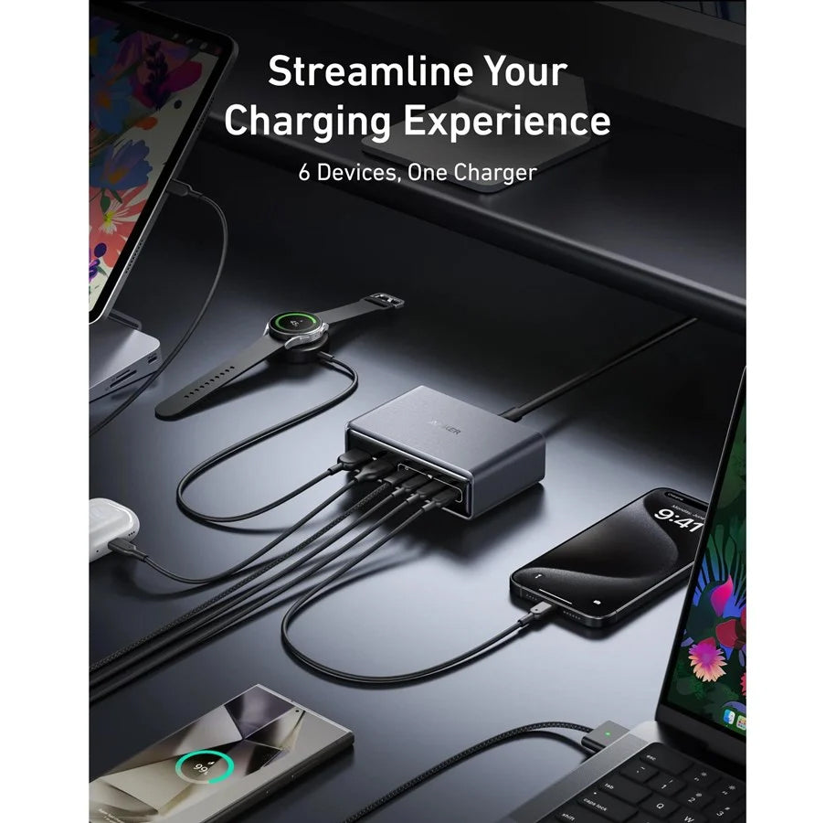 Síťová nabíječka Anker Prime, 200W, 3A, 2 x USB-A - 4 x USB-C, černá A2683341