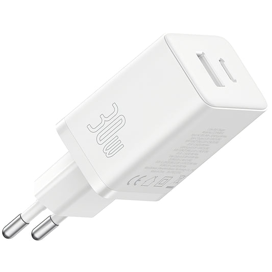 Síťová nabíječka Baseus Cube, 30W, 2,4A, 1 x USB-A - 1 x USB-C, bílá P10111404213-00