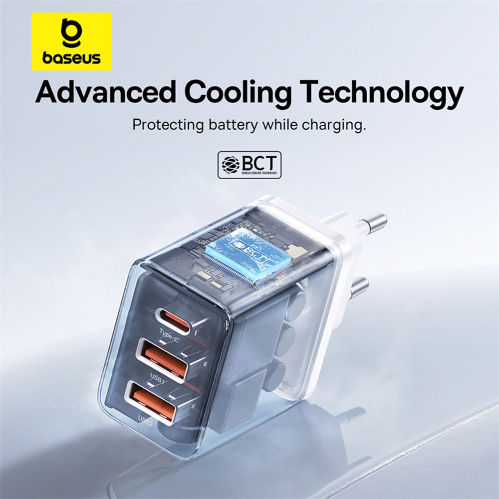 Síťová nabíječka Baseus Cube, 30W, 3A, 2 x USB-A - 1 x USB-C, Bílá P10111402213-00