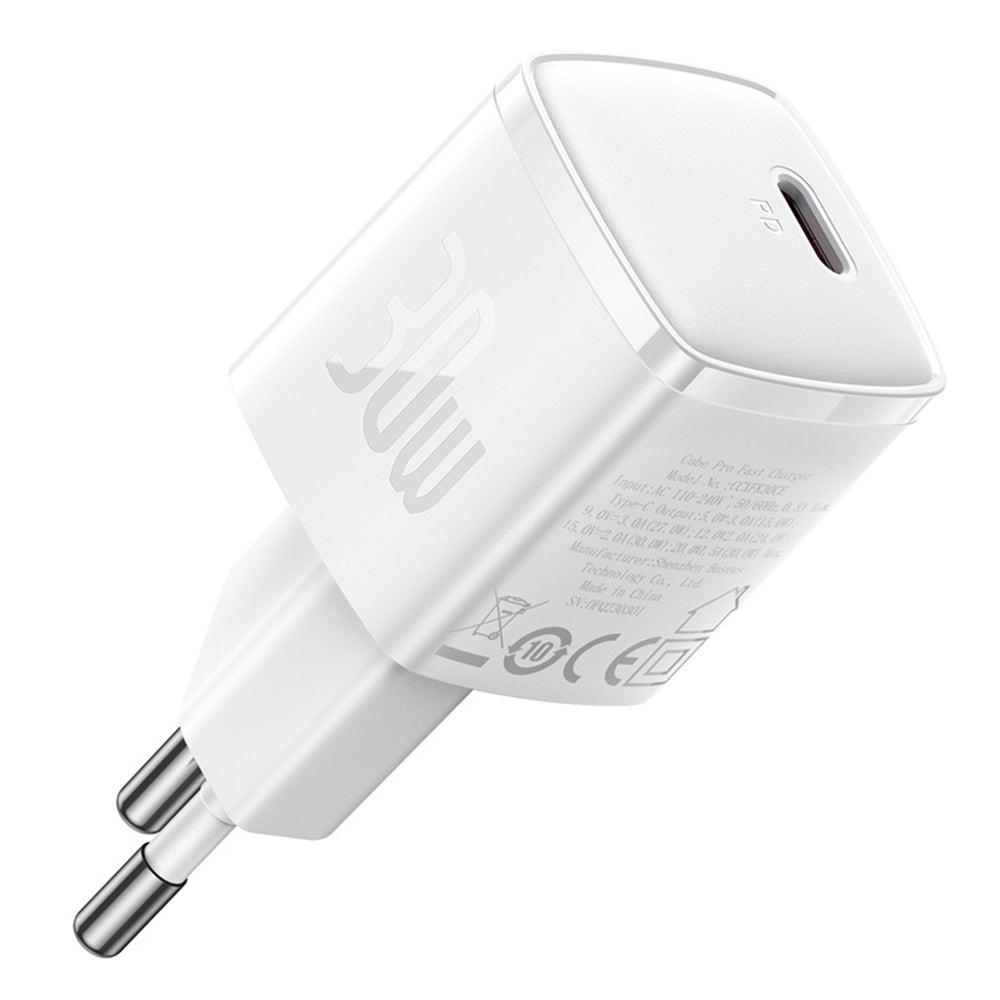 Síťová nabíječka Baseus Cube Pro, 30W, 3A, 1 x USB-C, Bílá CCXF000302